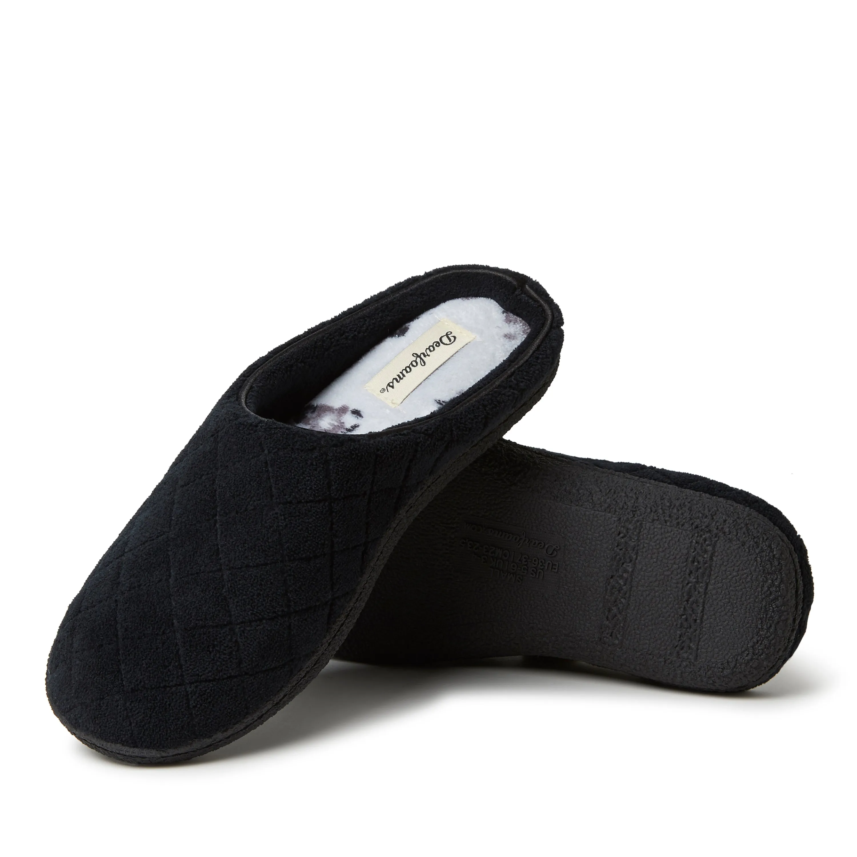 Dearfoams Womens Leslie Quilted Microfiber Terry Memory Foam Clog Slipper