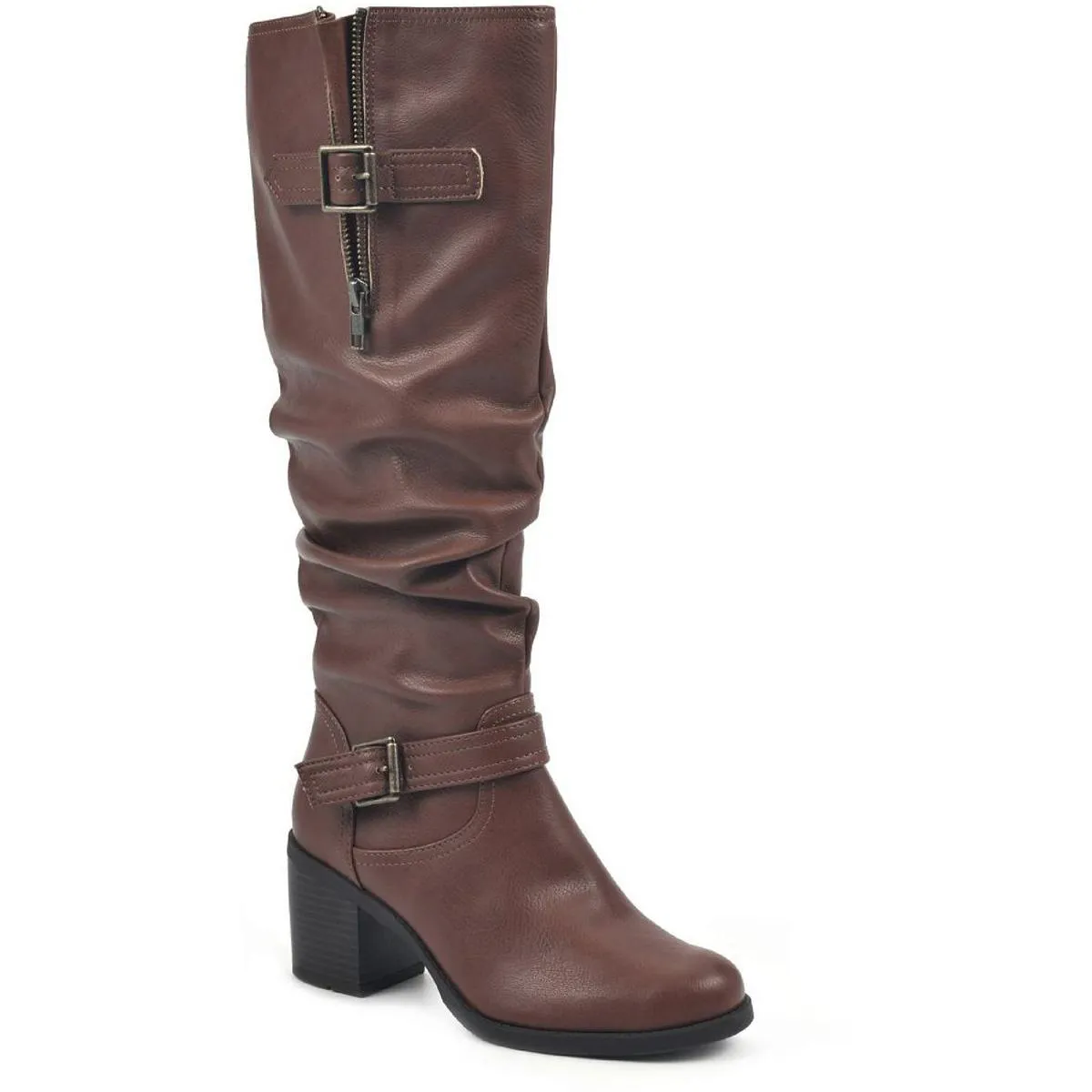 Desirable Womens Faux Leather Slouchy Knee-High Boots