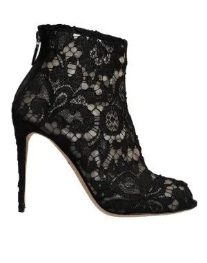 Dolce & Gabbana Floral Lace Heels Ankle Boots Women's Shoes (Pre-Owned)
