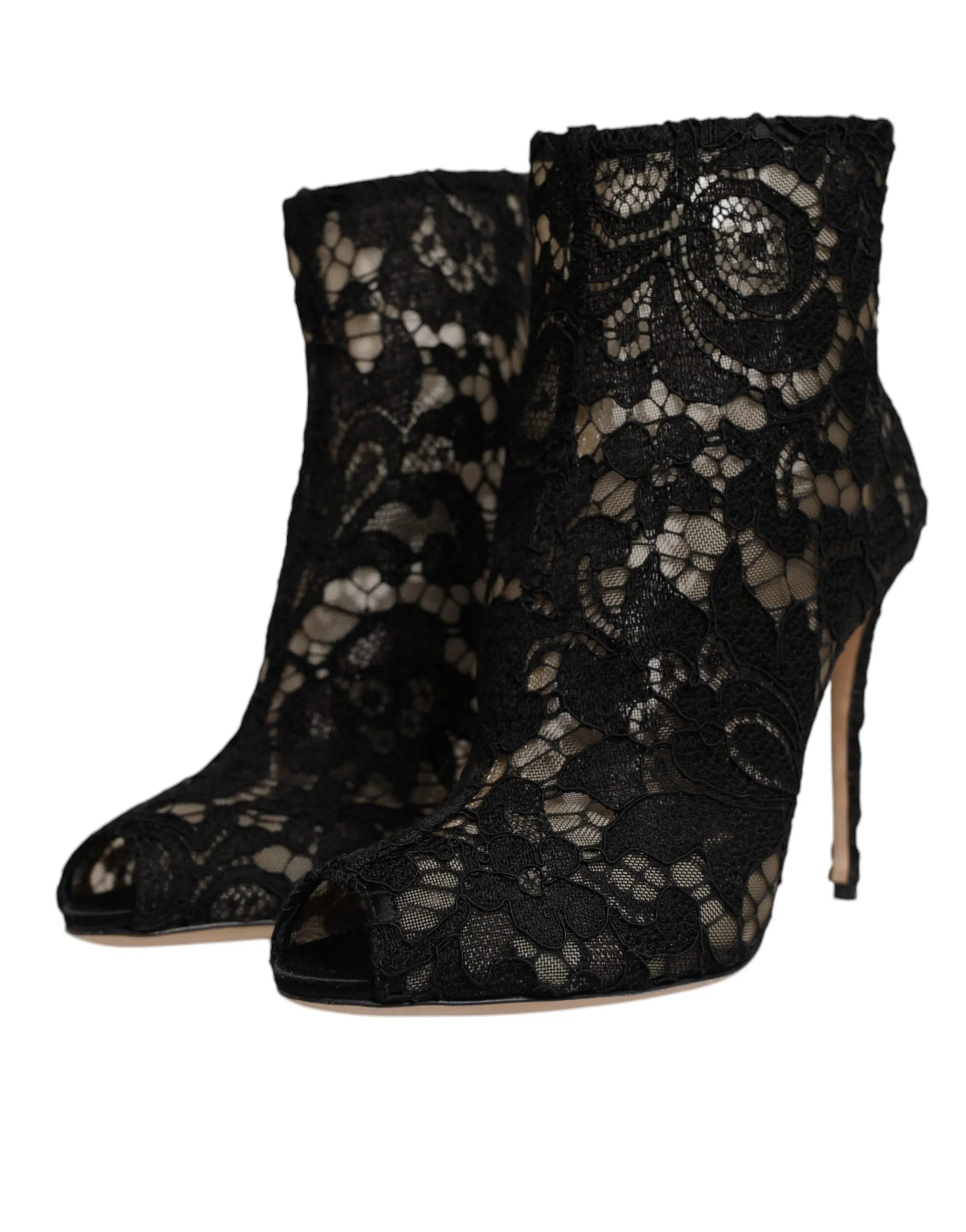 Dolce & Gabbana Floral Lace Heels Ankle Boots Women's Shoes (Pre-Owned)