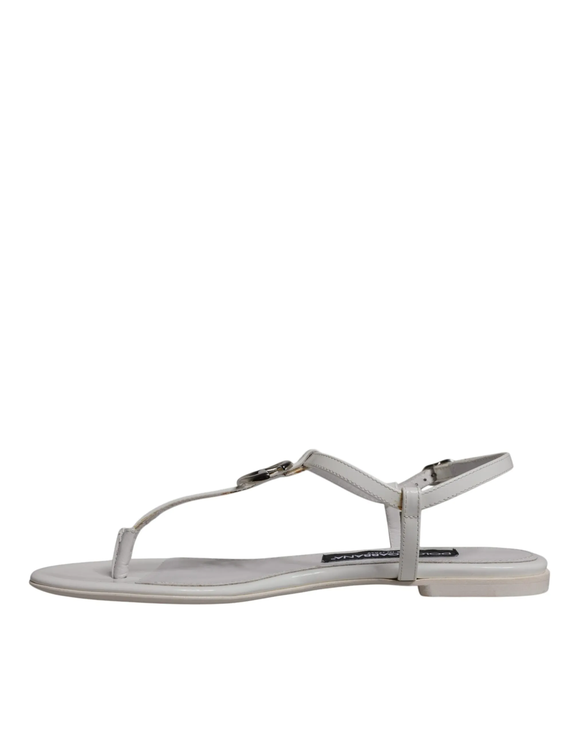 Dolce & Gabbana Leather Logo Ankle Strap Sandals Women's Shoes