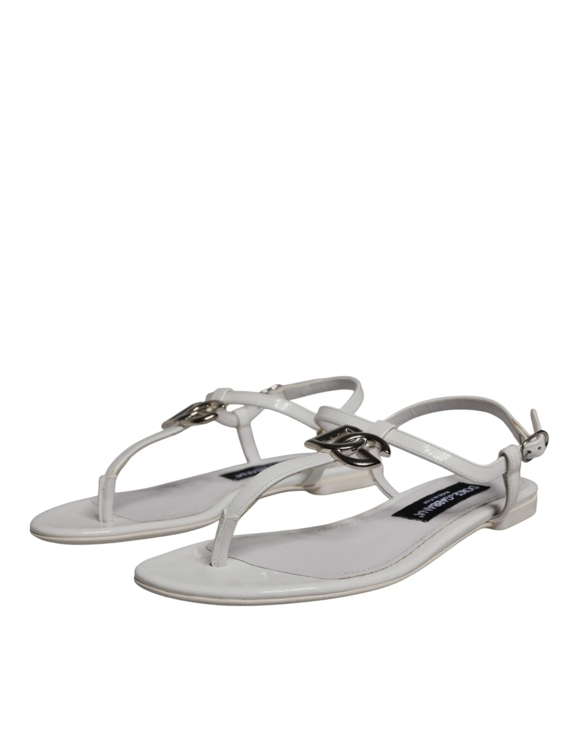 Dolce & Gabbana Leather Logo Ankle Strap Sandals Women's Shoes