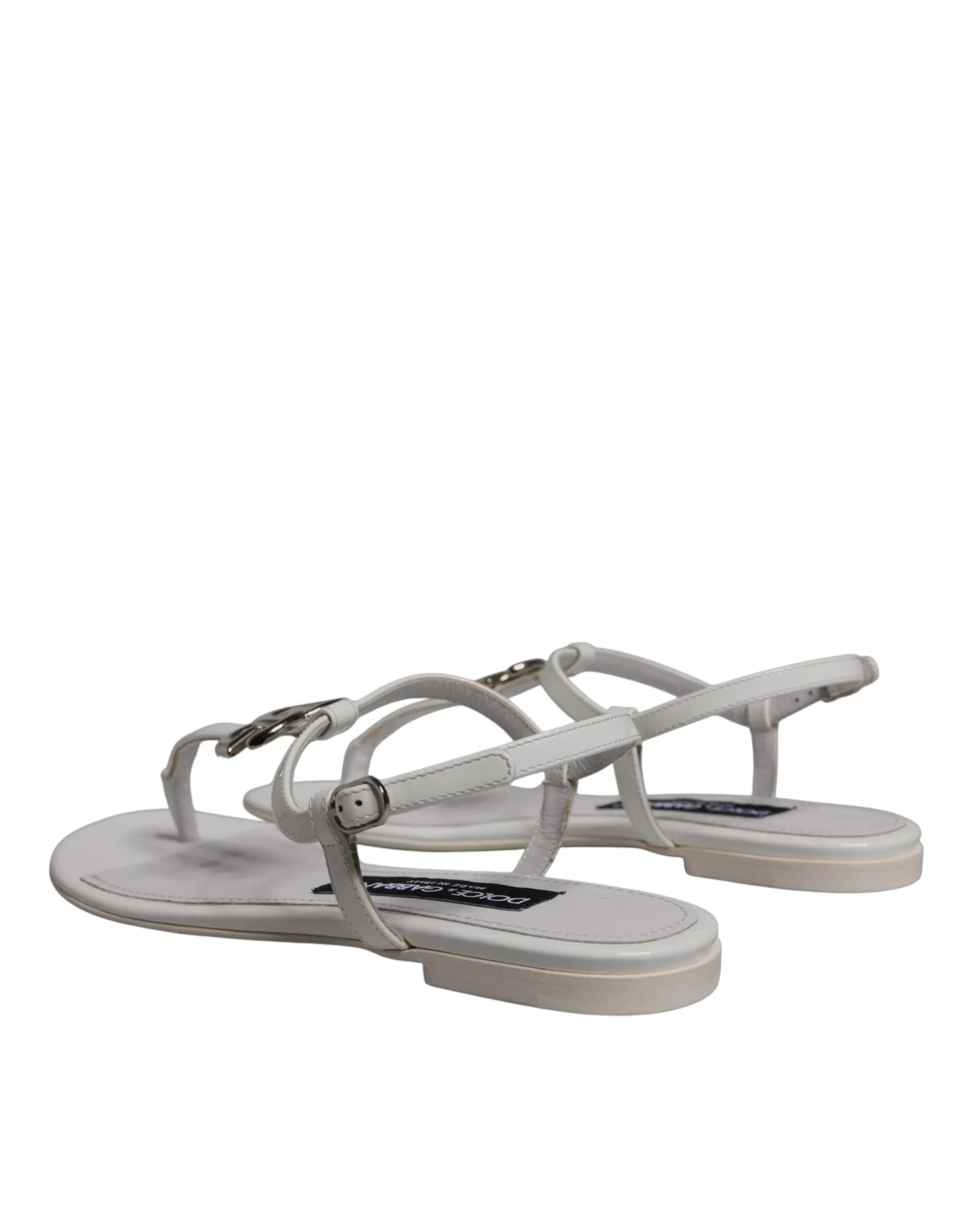 Dolce & Gabbana Leather Logo Ankle Strap Sandals Women's Shoes