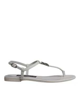Dolce & Gabbana Leather Logo Ankle Strap Sandals Women's Shoes