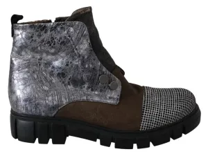 EBARRITO multi Leather Suede Zipper Ankle Boots Women's Shoes (Pre-Owned)