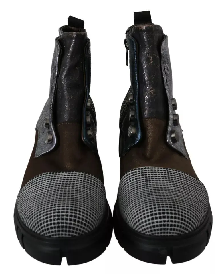 EBARRITO multi Leather Suede Zipper Ankle Boots Women's Shoes (Pre-Owned)