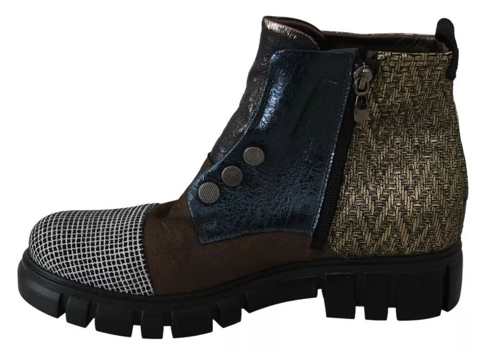 EBARRITO multi Leather Suede Zipper Ankle Boots Women's Shoes (Pre-Owned)