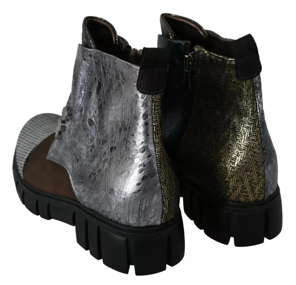 EBARRITO multi Leather Suede Zipper Ankle Boots Women's Shoes (Pre-Owned)