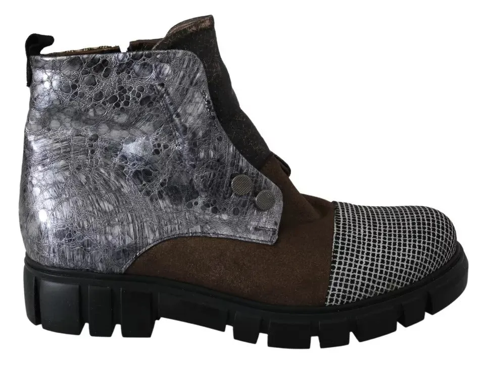 EBARRITO multi Leather Suede Zipper Ankle Boots Women's Shoes (Pre-Owned)