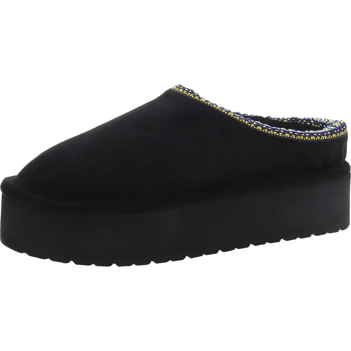 Elyse Womens Faux Fur Lined Platform Scuff Slippers