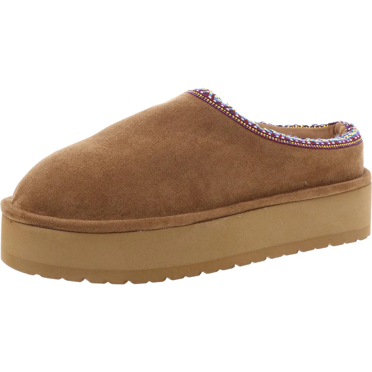 Elyse Womens Faux Fur Lined Platform Scuff Slippers