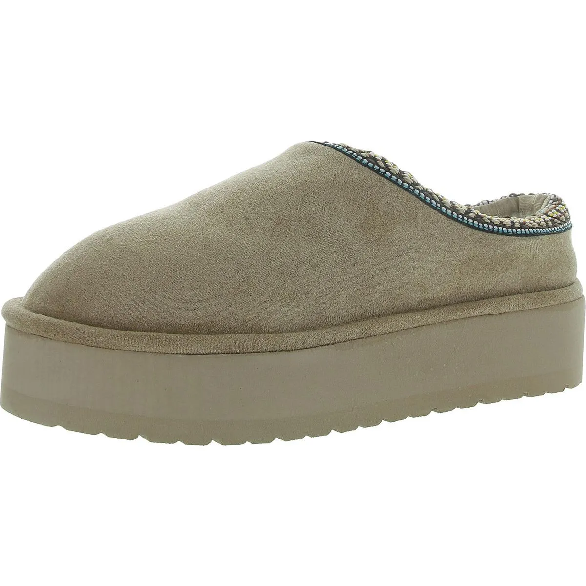Elyse Womens Faux Fur Lined Platform Scuff Slippers