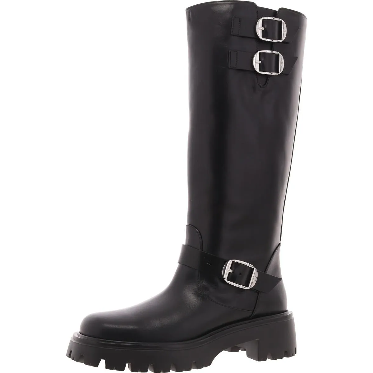 EMERSON Womens Buckle Leather Knee-High Boots