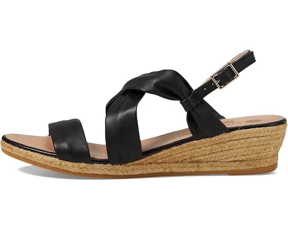 Eric Michael Coco Sandals Women's 6.5-7 Black Leather Wedge Heel Strappy KHD1089