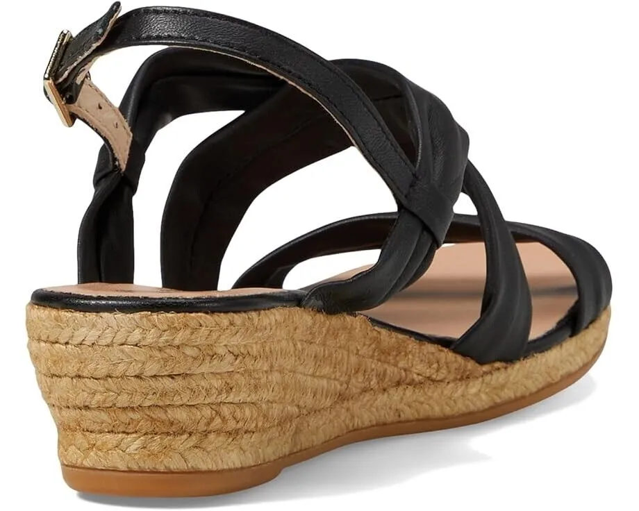 Eric Michael Coco Sandals Women's 6.5-7 Black Leather Wedge Heel Strappy KHD1089