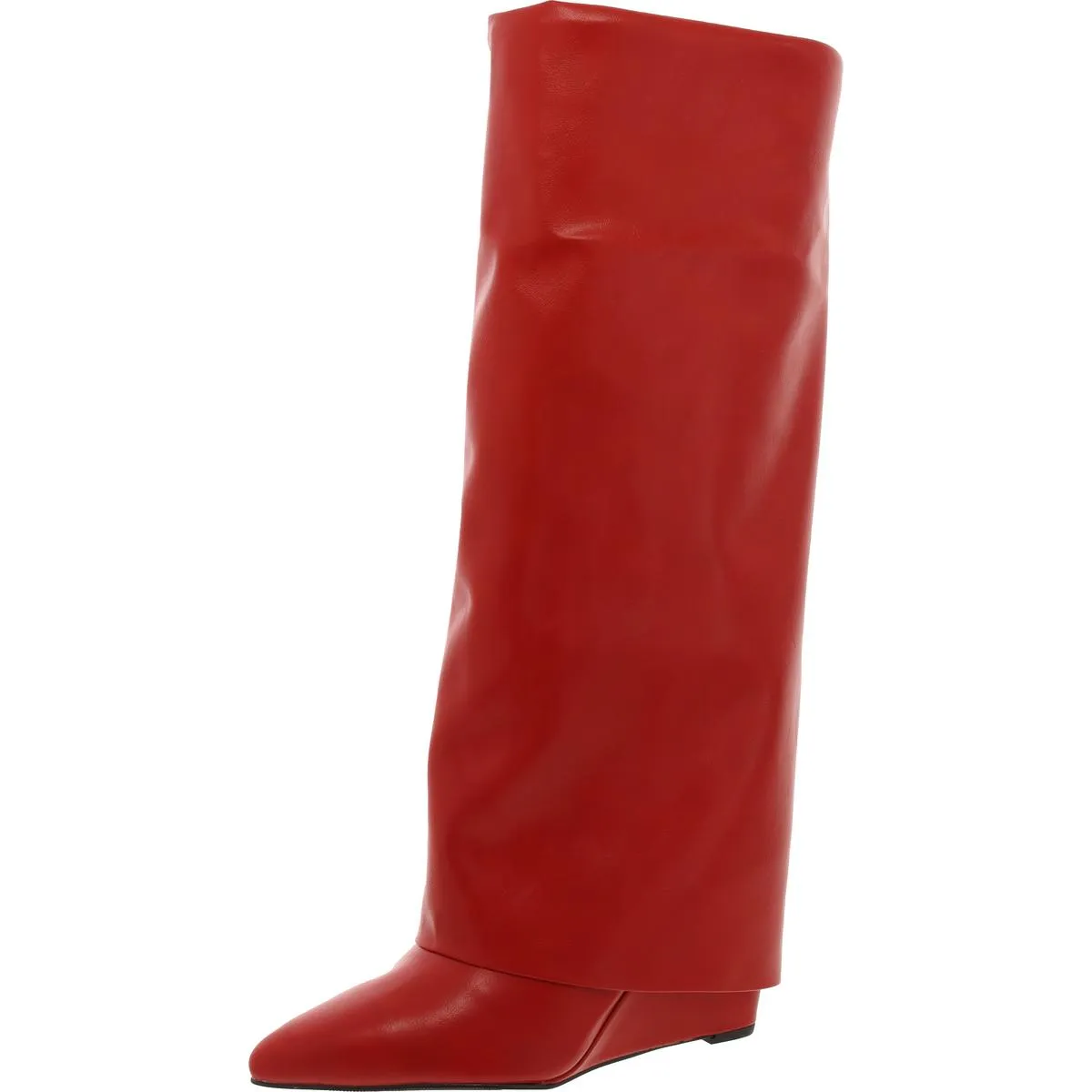 Evannder Womens Faux Leather Metallic Wedge Boots