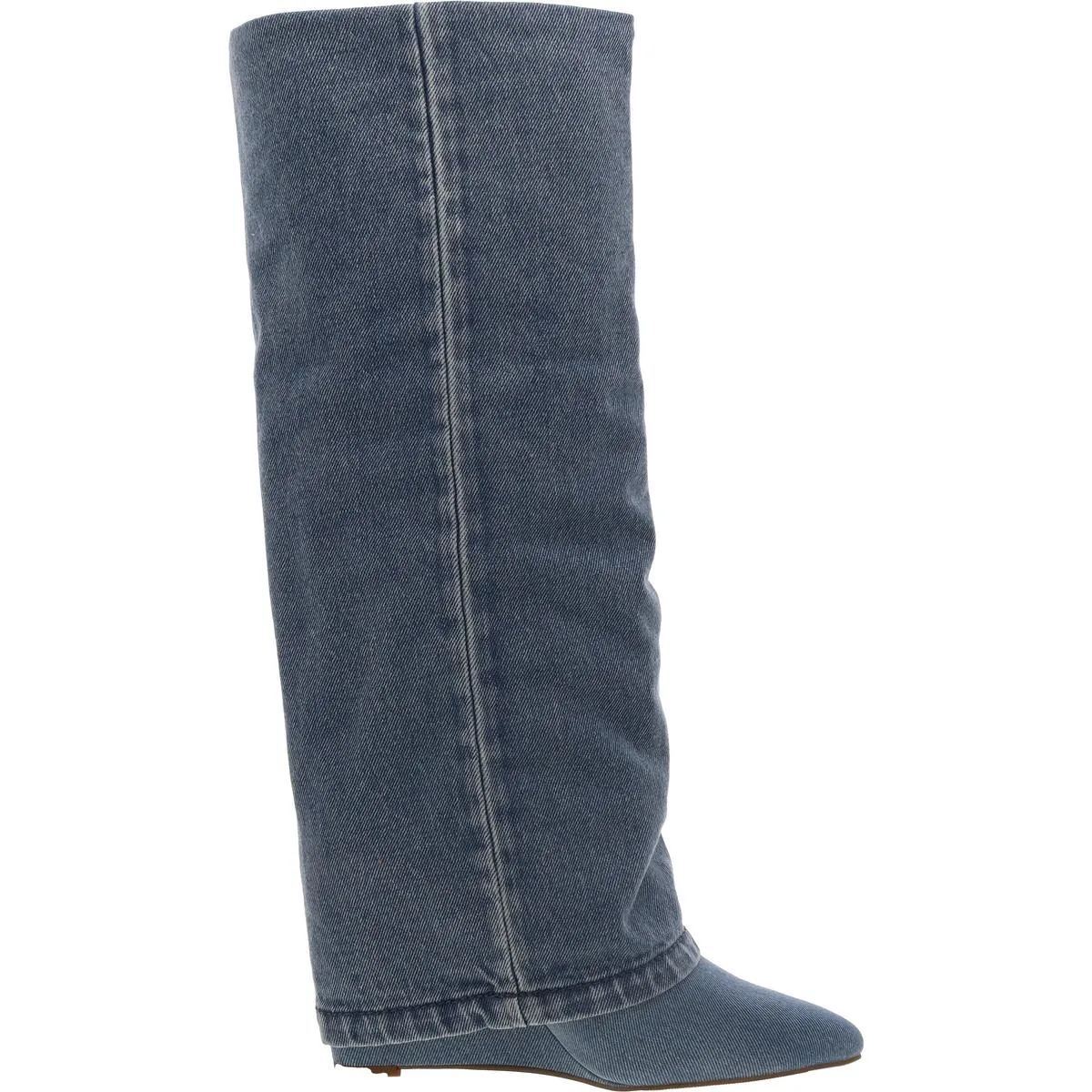 Evannder Womens Faux Leather Metallic Wedge Boots