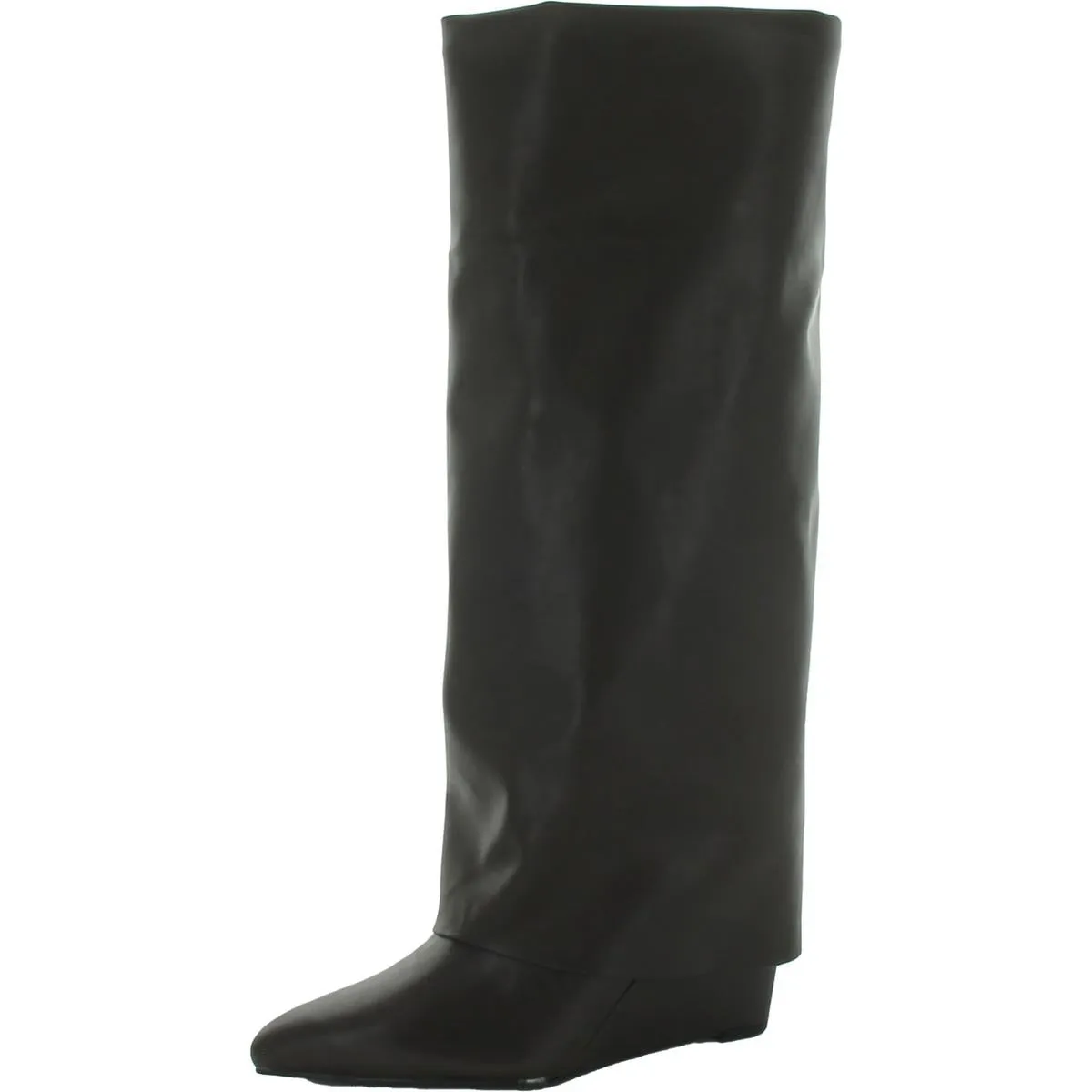 Evannder Womens Faux Leather Metallic Wedge Boots