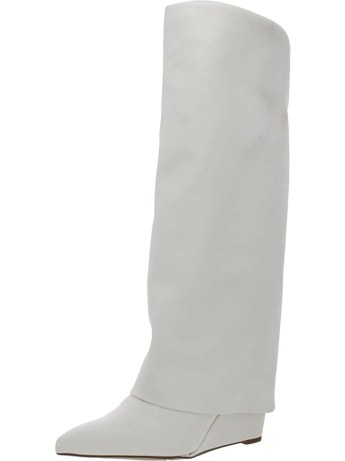 Evannder Womens Faux Leather Metallic Wedge Boots