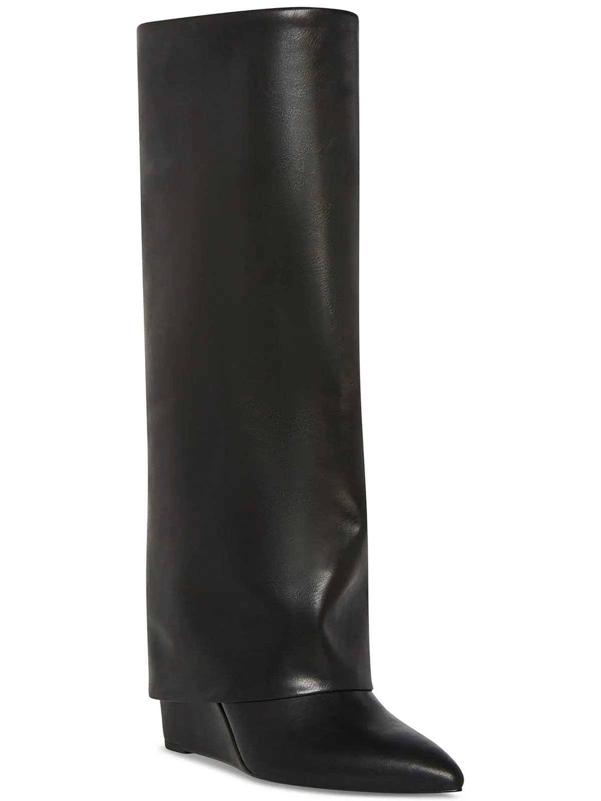 Evannder Womens Faux Leather Metallic Wedge Boots