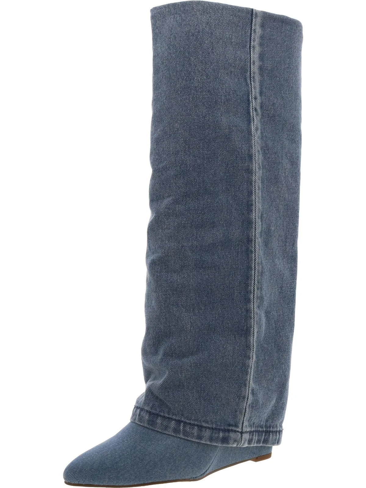 Evannder Womens Faux Leather Metallic Wedge Boots