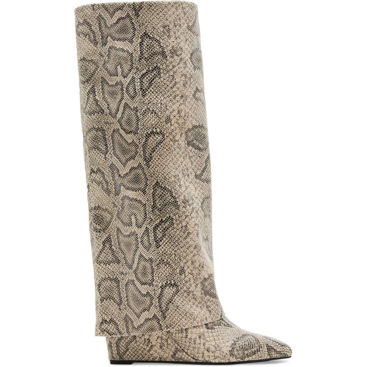 Evannder Womens Faux Leather Metallic Wedge Boots