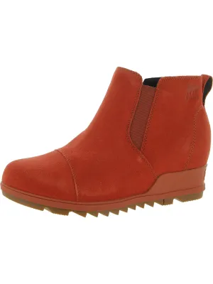 Evie  Womens Leather Dressy Wedge Boots