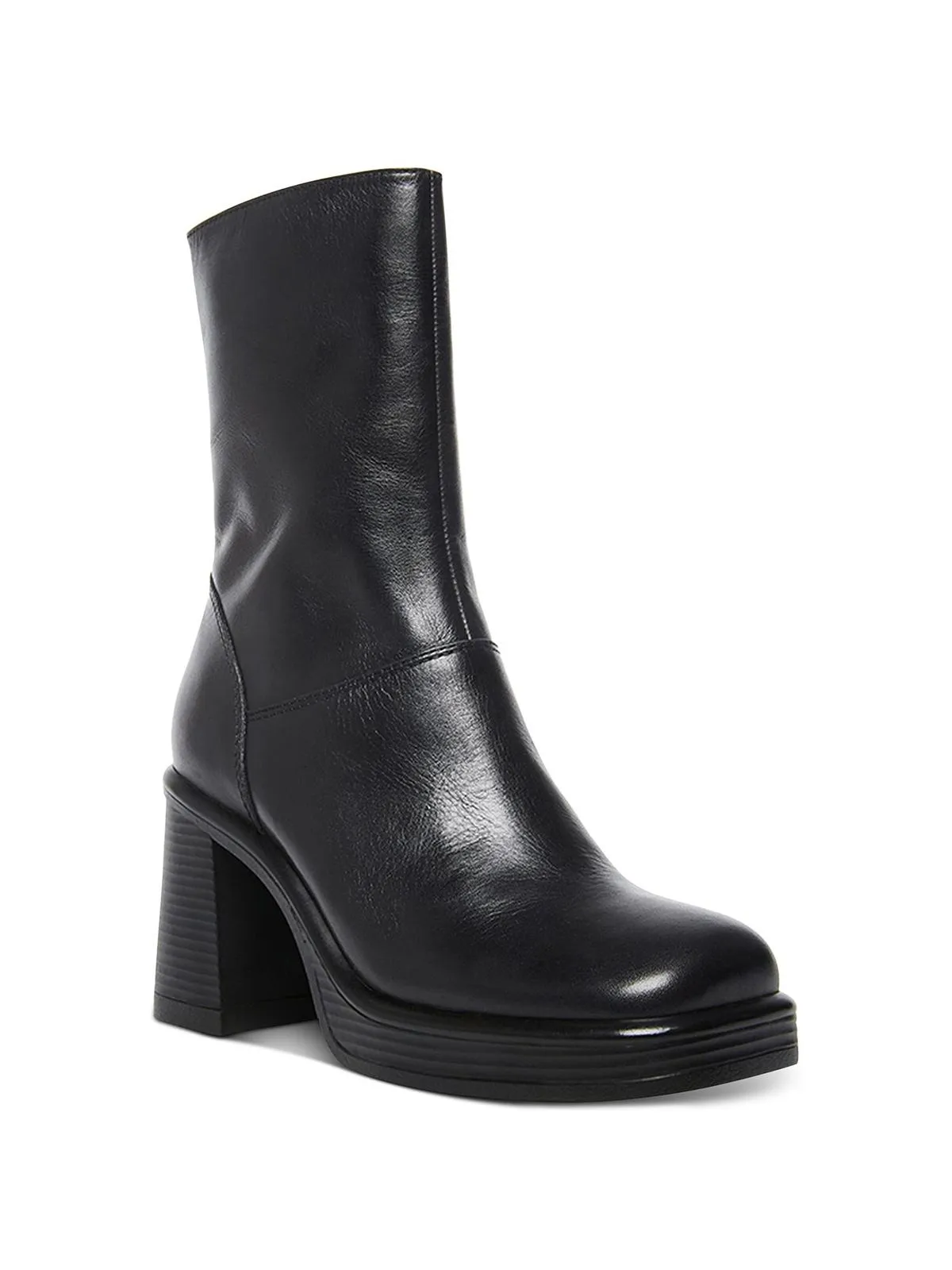 Fantsie Womens Leather Square Toe Mid-Calf Boots