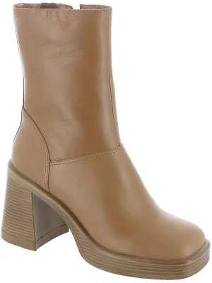 Fantsie Womens Leather Square Toe Mid-Calf Boots