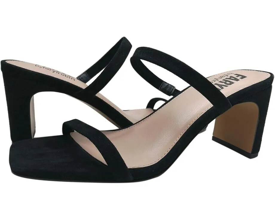 Faryl By Farylrobin Analisa Strappy Women's 14 Black Suede Slip On Shoes KHD976