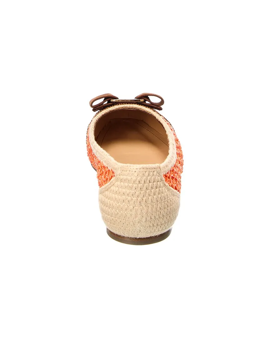 Ferragamo Varina Woven Raffia Flat