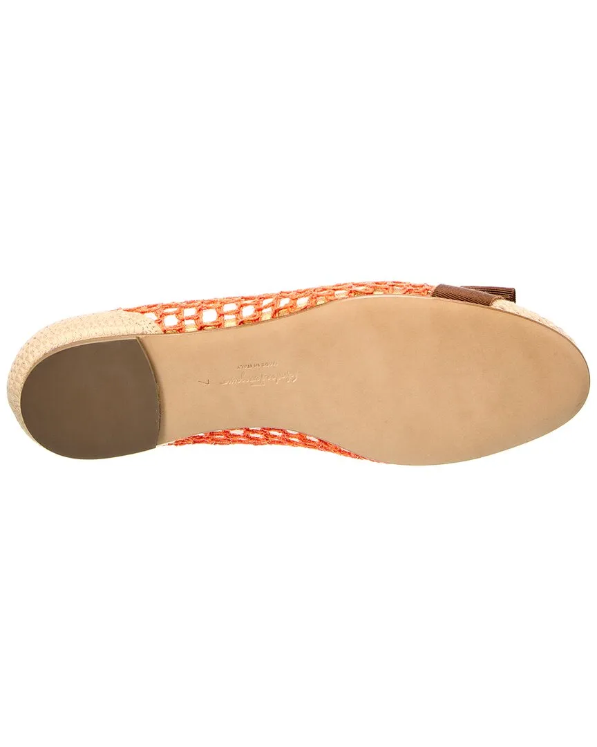 Ferragamo Varina Woven Raffia Flat