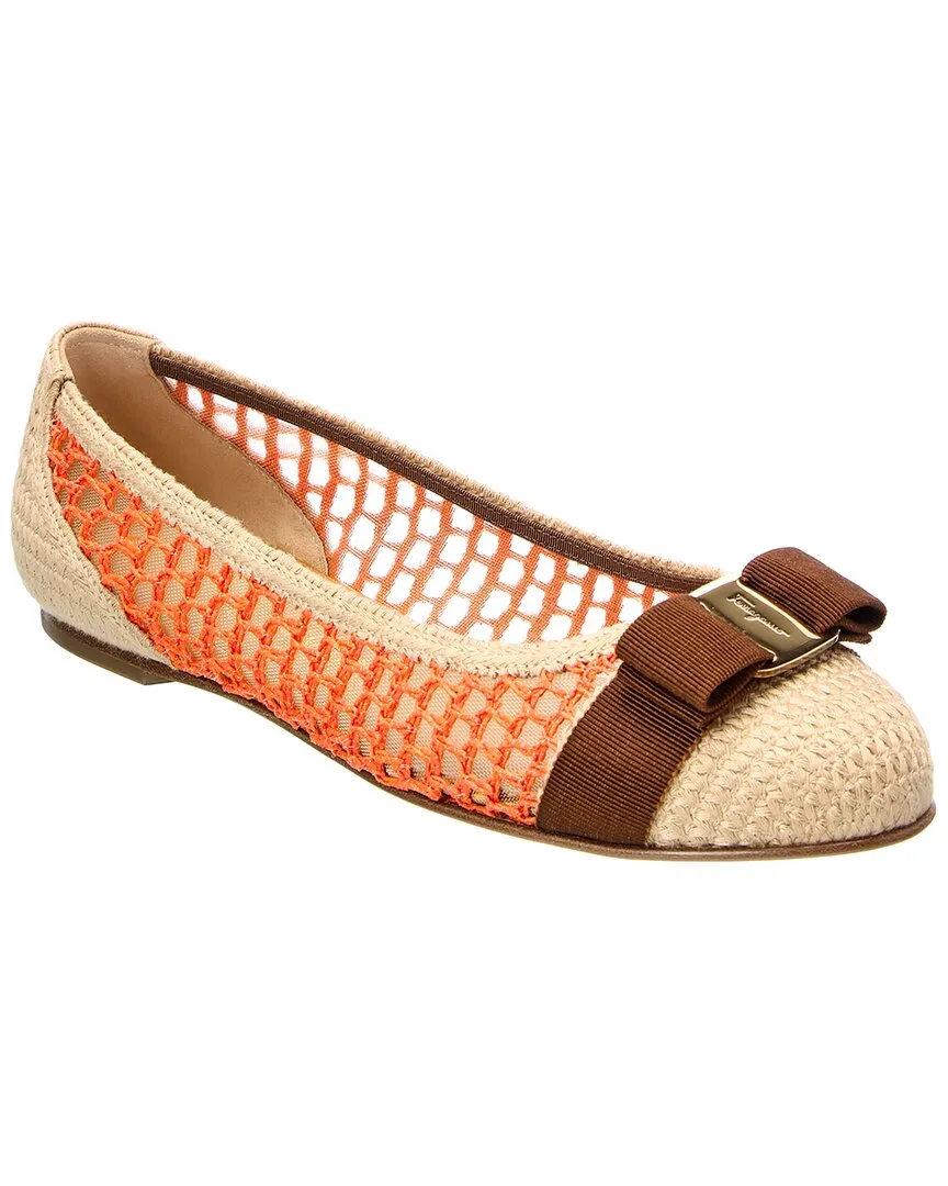 Ferragamo Varina Woven Raffia Flat