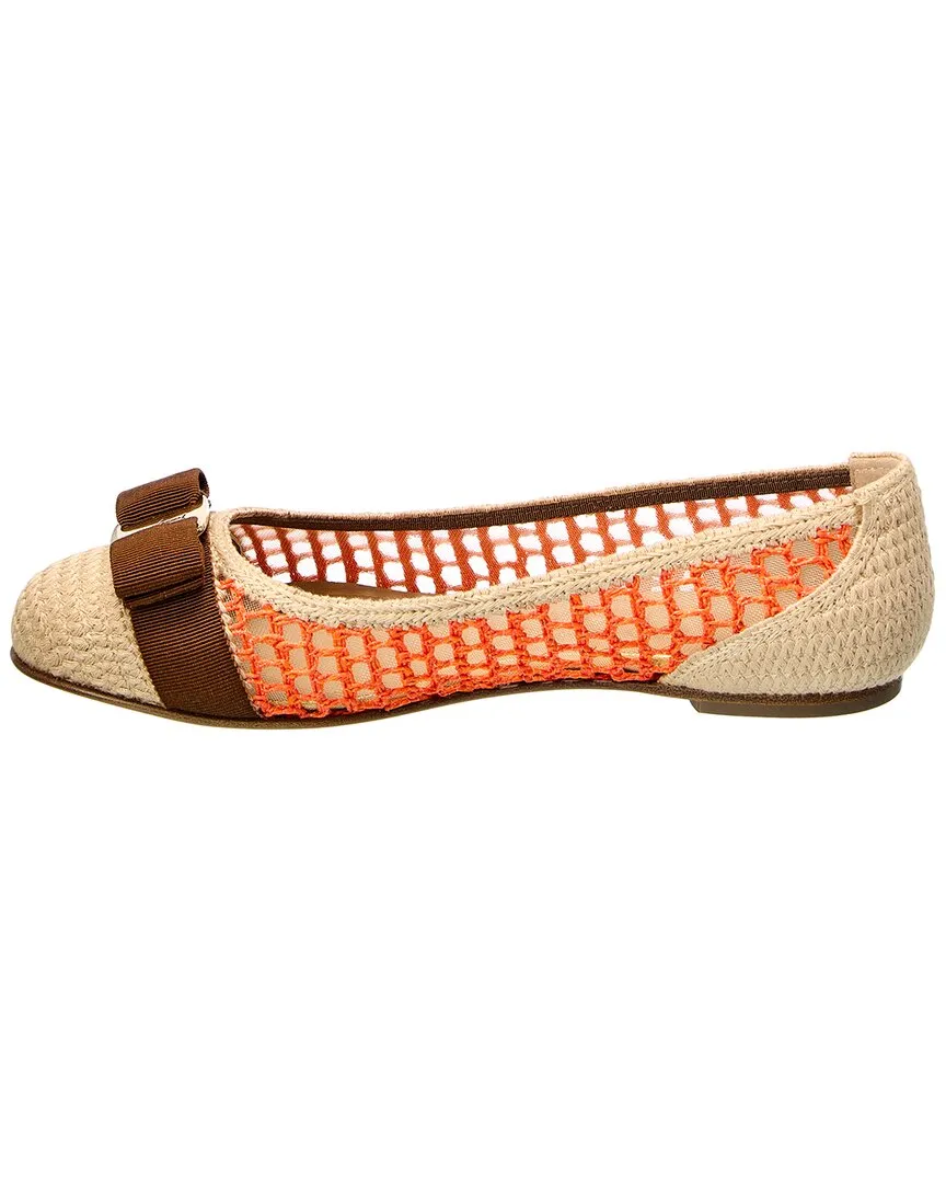 Ferragamo Varina Woven Raffia Flat