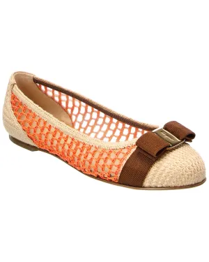 Ferragamo Varina Woven Raffia Flat