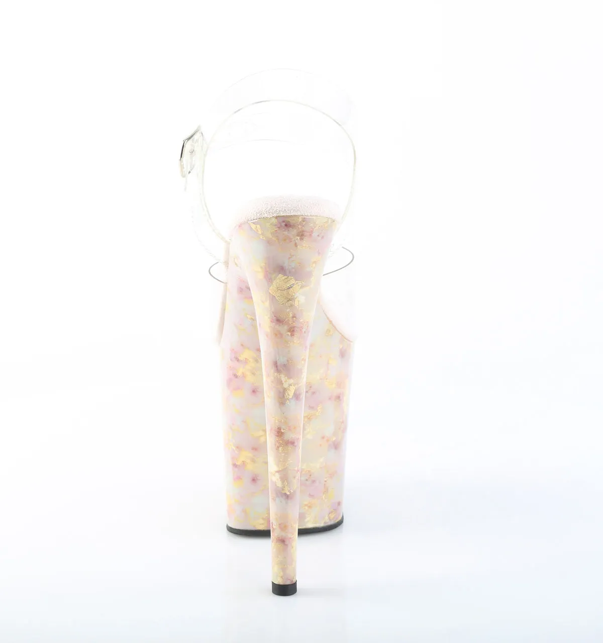 FLAMINGO-808MB Clear/Blush-Gold Marble Platform Shoes