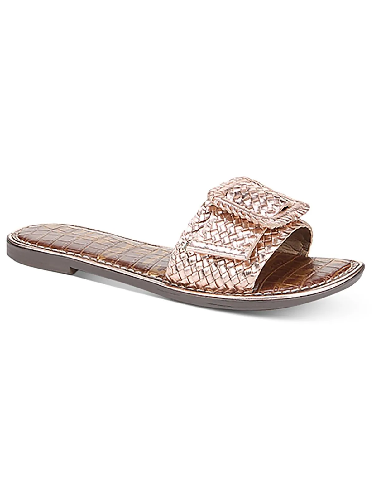 Gabriela Womens Leather Basketweave Slide Sandals