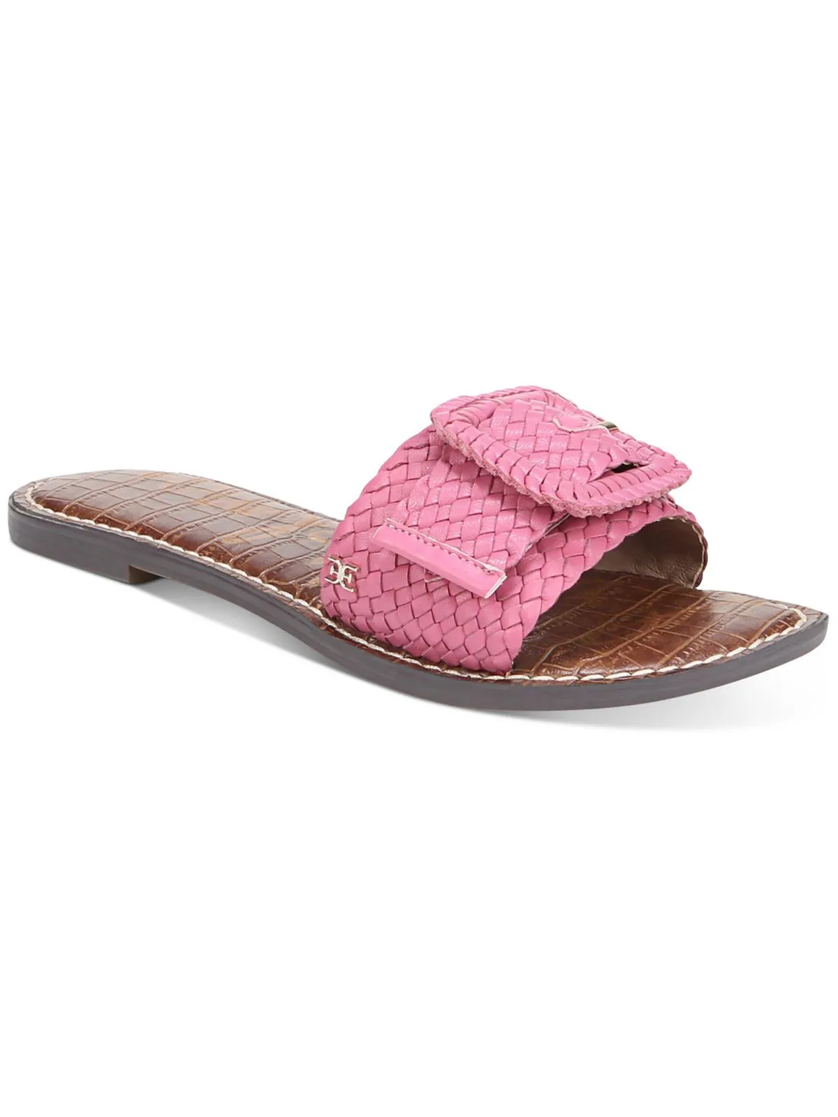 Gabriela Womens Leather Basketweave Slide Sandals