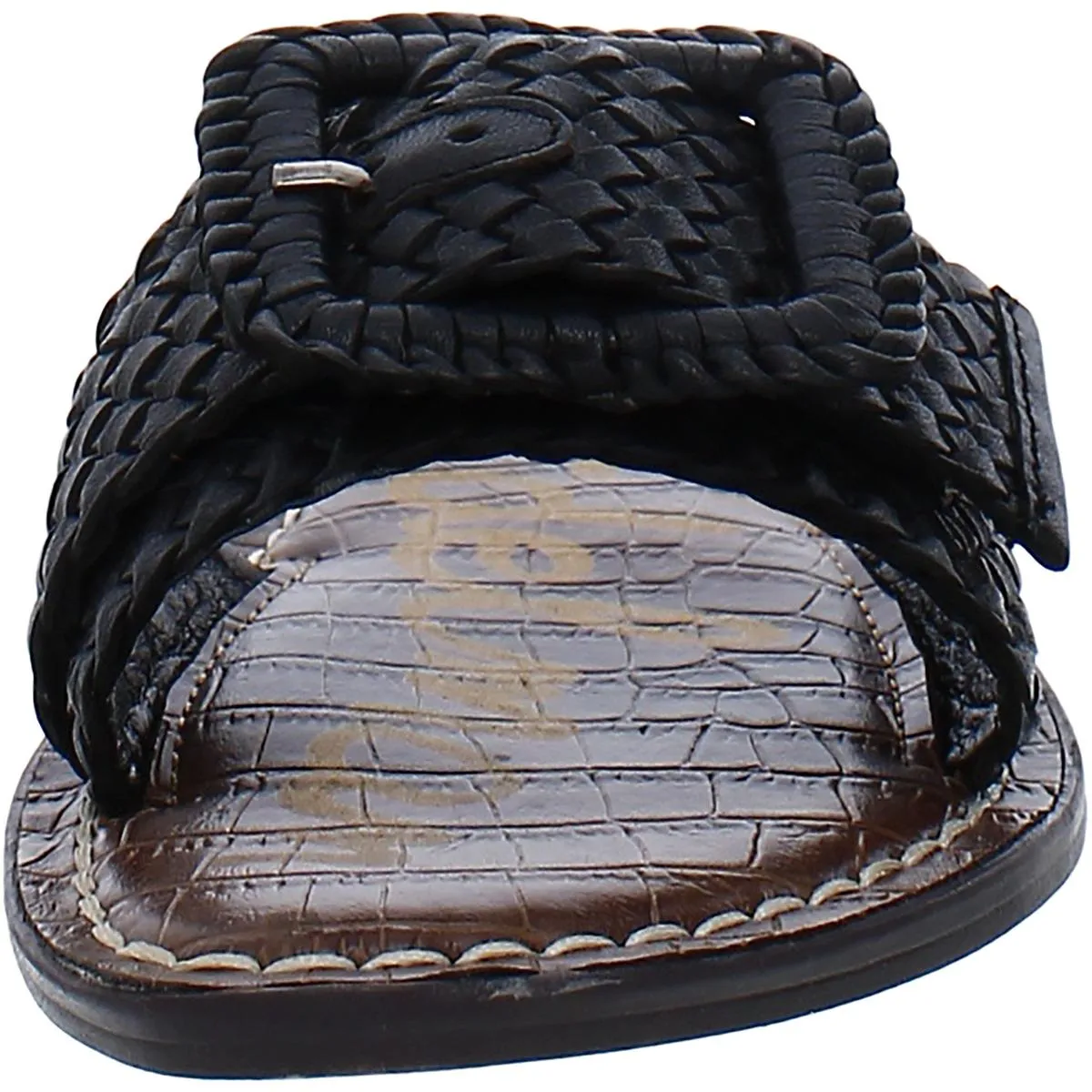 Gabriela Womens Leather Basketweave Slide Sandals