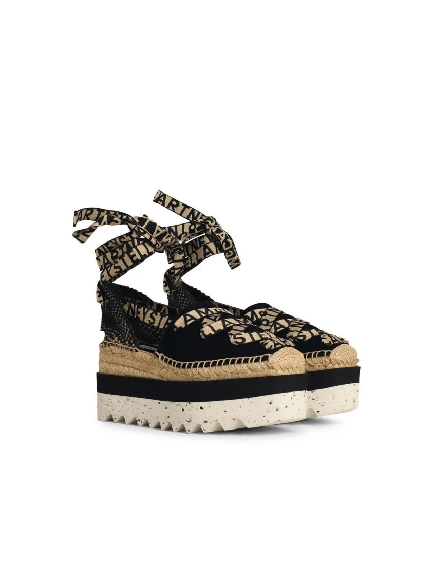Gaia' Black Tela Sandals