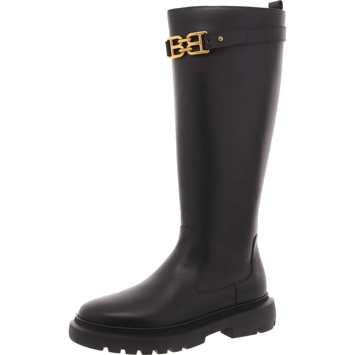 GAILA Womens Lugged Sole Leather Knee-High Boots