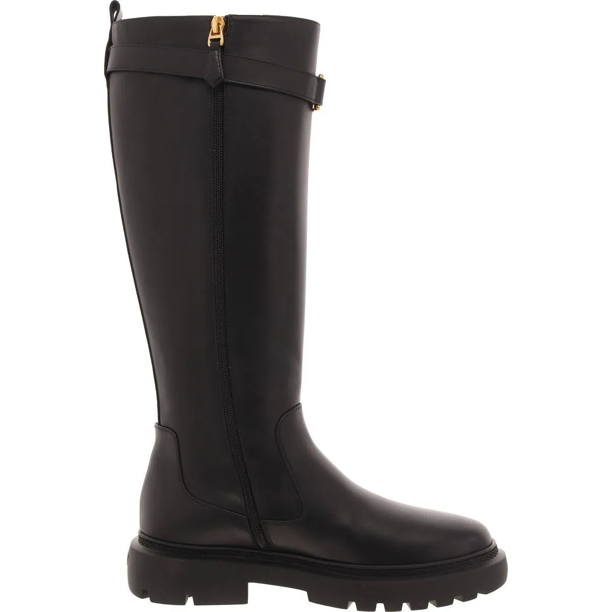 GAILA Womens Lugged Sole Leather Knee-High Boots