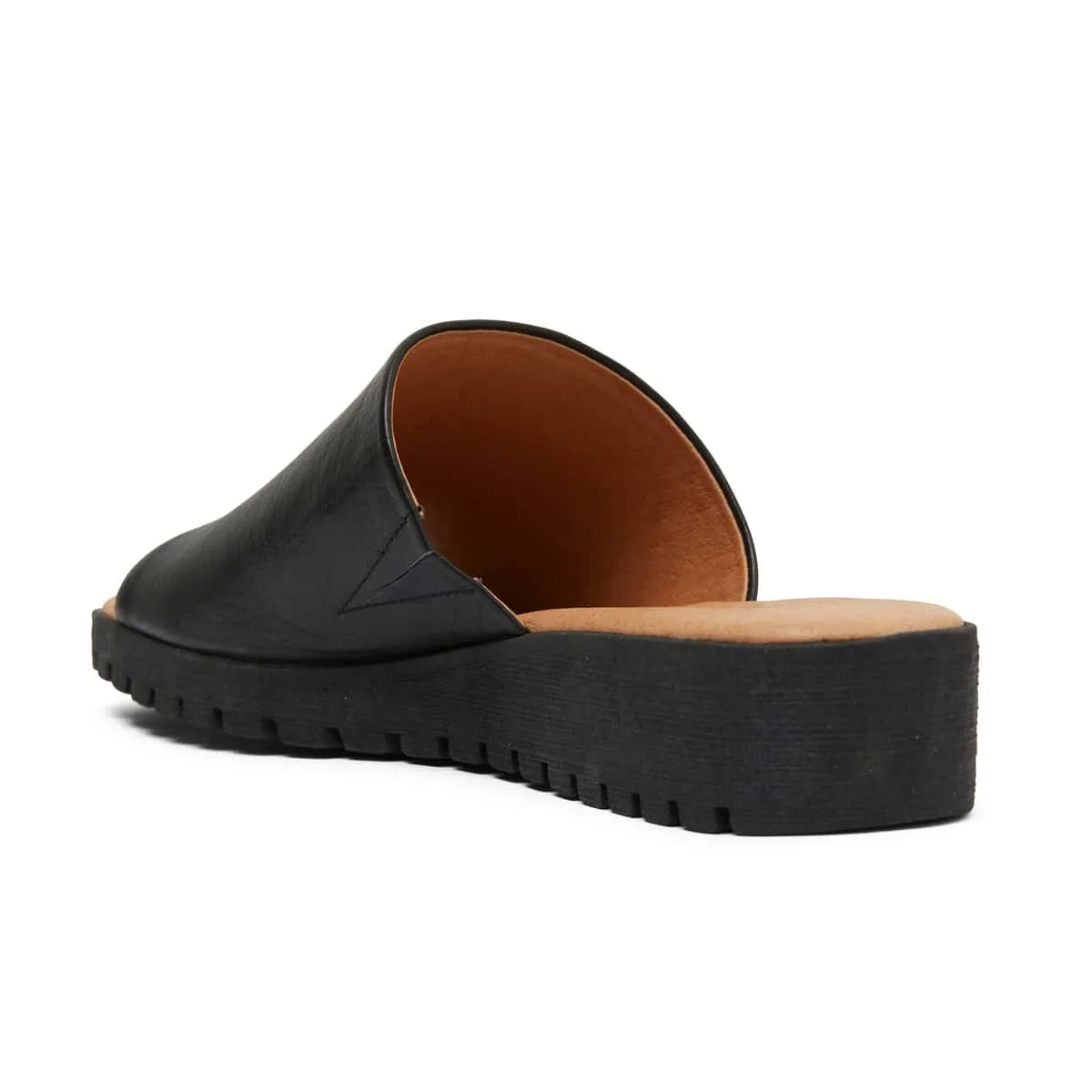 Genoa Slide in Black Leather