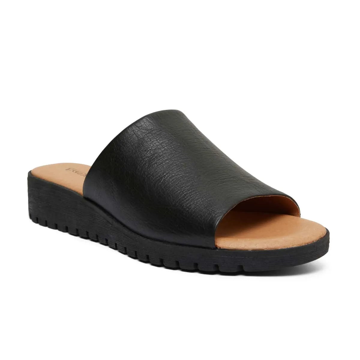 Genoa Slide in Black Leather