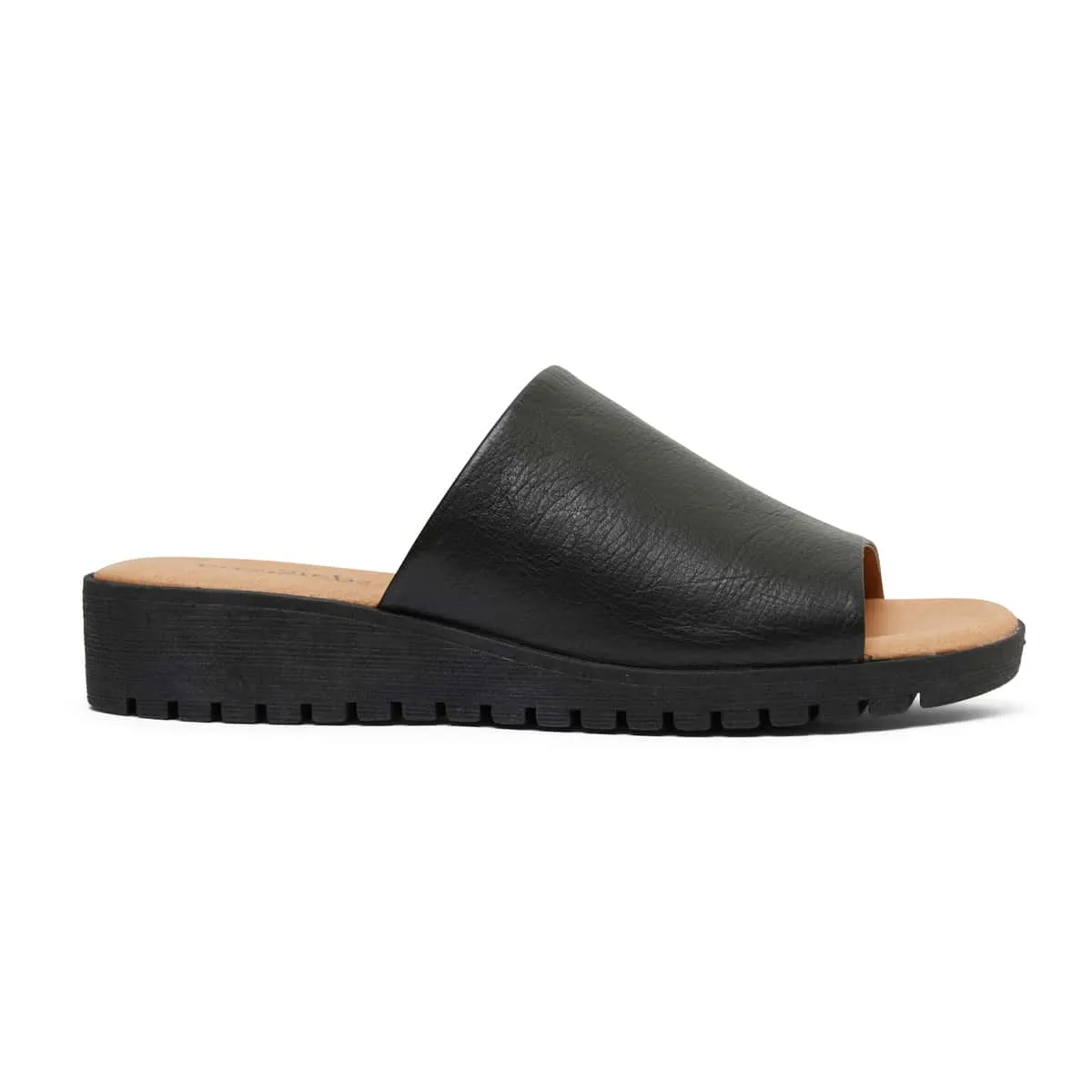 Genoa Slide in Black Leather