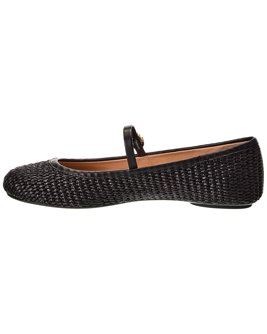 Gianvito Rossi Carla Straw & Leather Flat