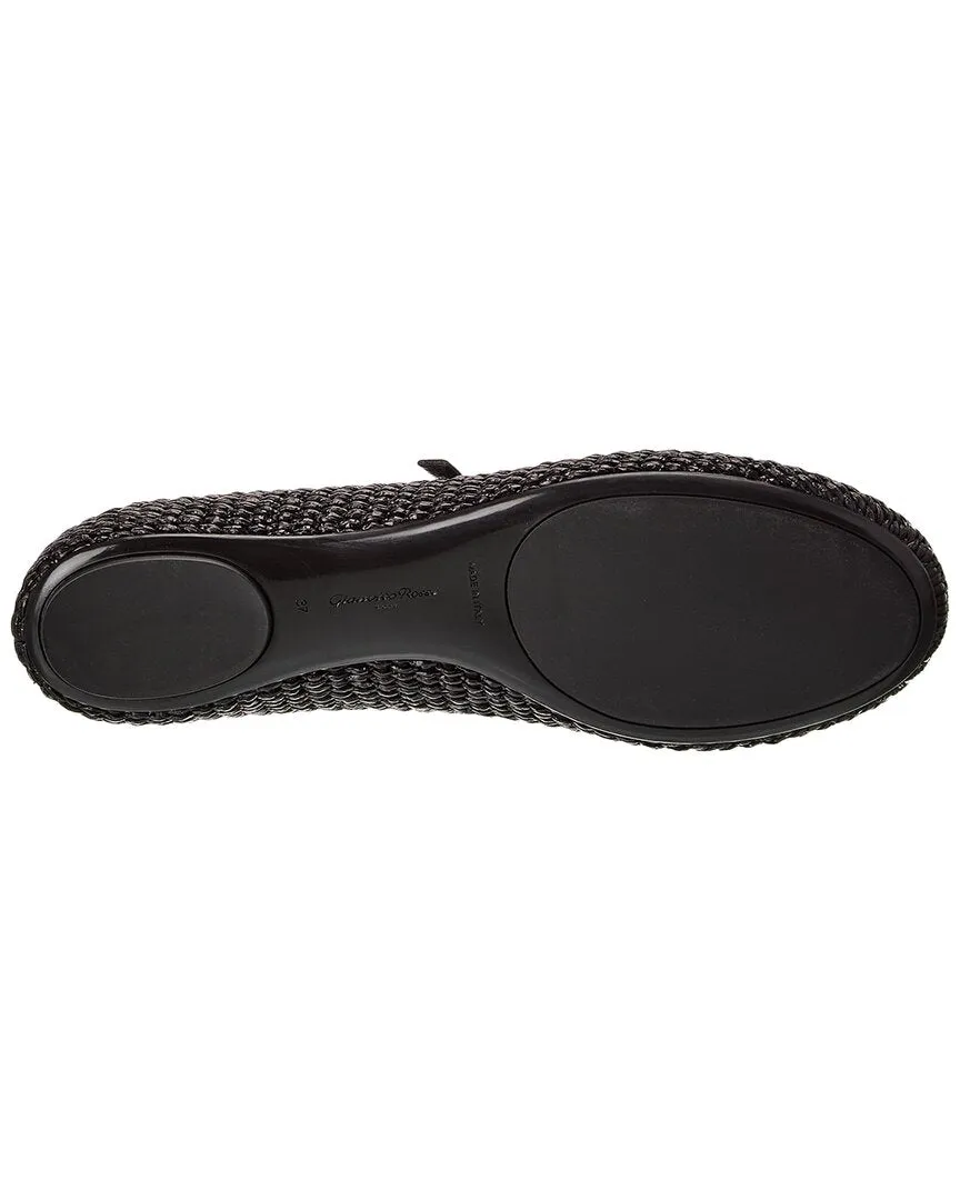 Gianvito Rossi Carla Straw & Leather Flat