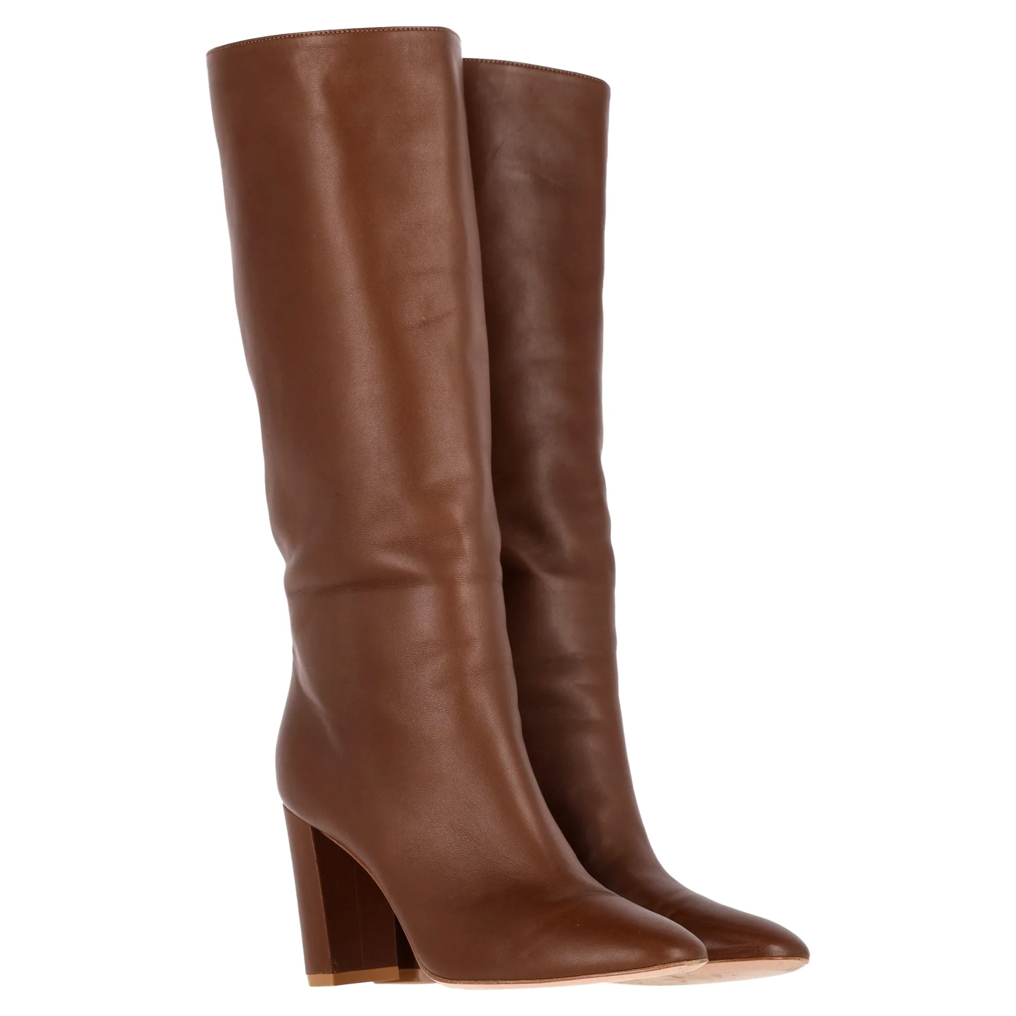 Gianvito Rossi Laura Knee High Boots in Brown Leather