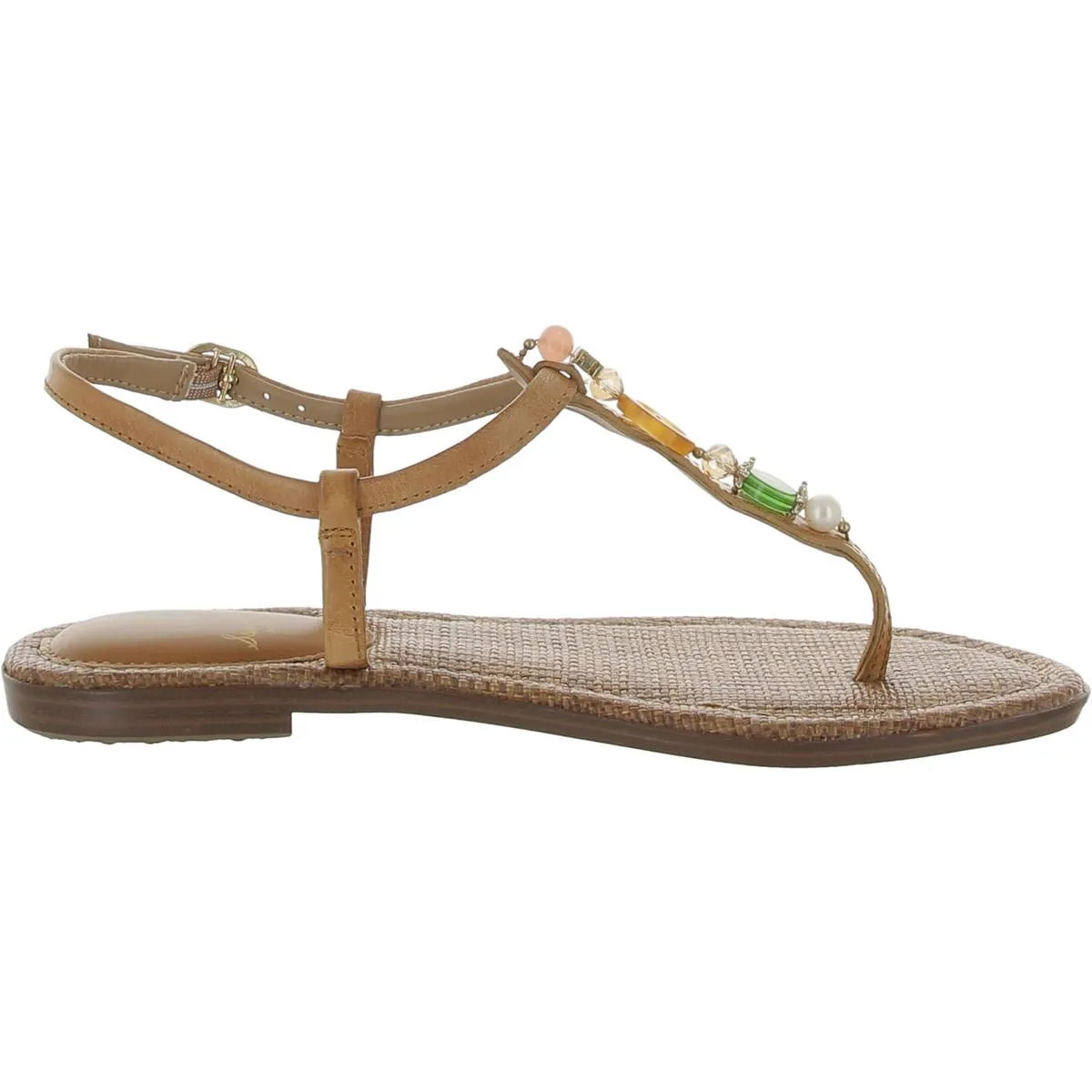 Gigi Retro Womens Leather Ankle Strap Thong Sandals