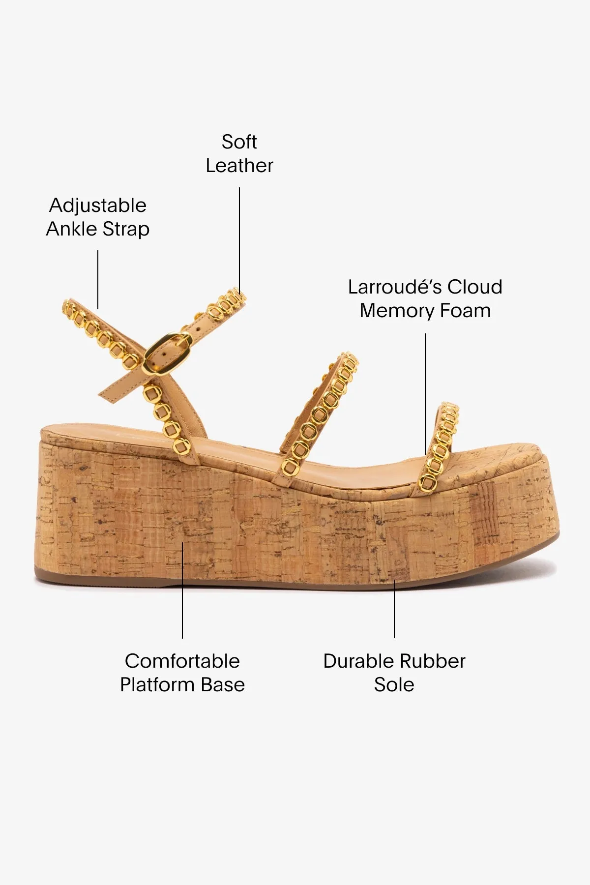 Gio Milanina Flatform In Tan Leather and Natural Cork